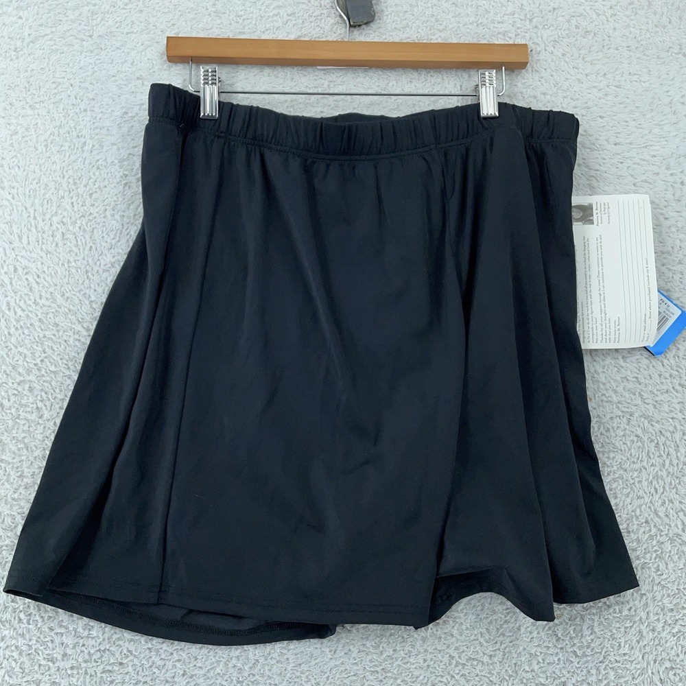 Fit 4 U Swim Skort Shorts‎ Womens 22W Black Thighs Separates Stretch Swimwear